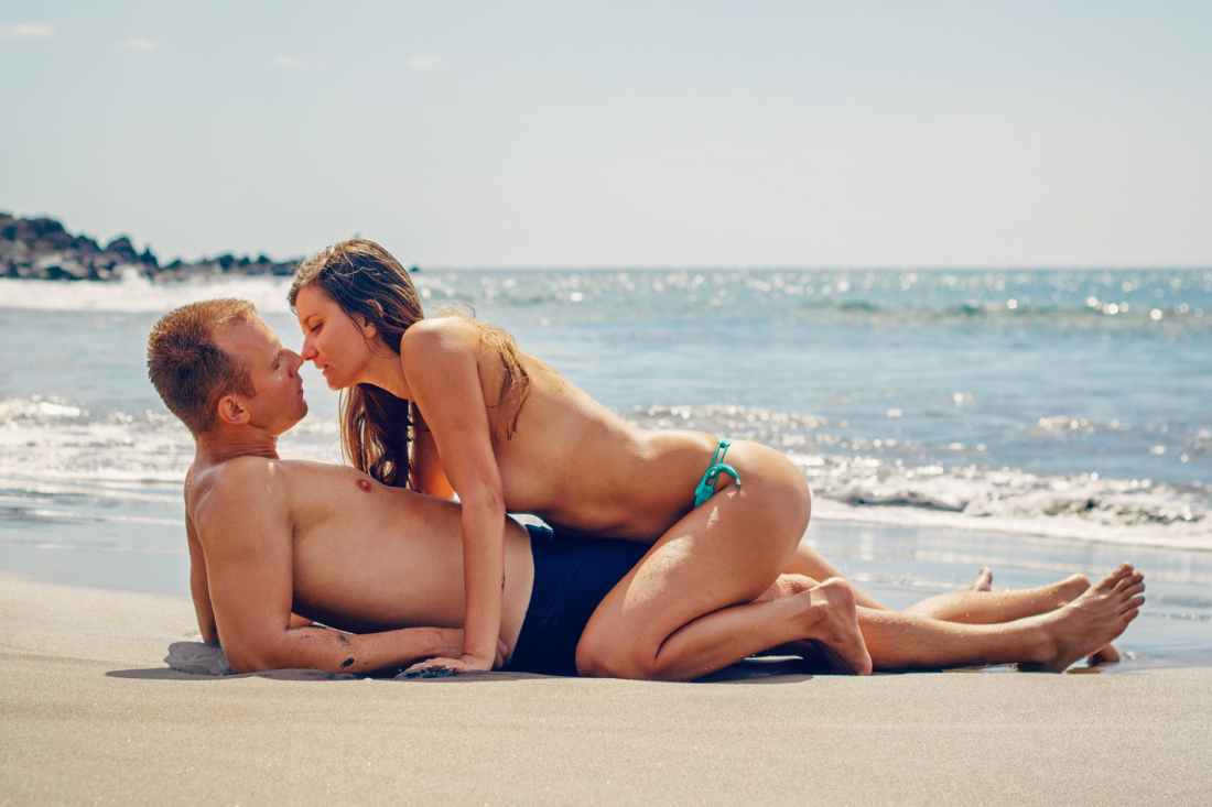 beach bikini couple enjoyment